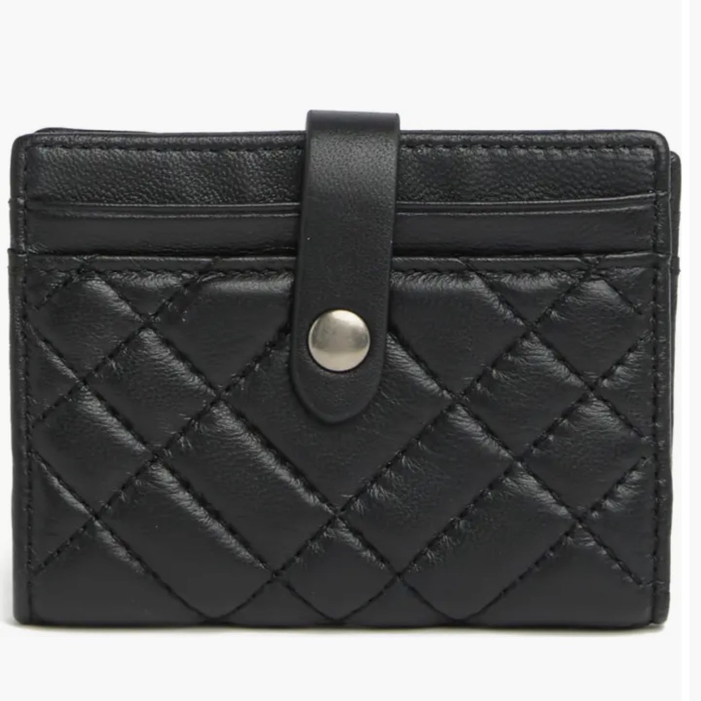 NWOT Kurt Geiger London Quilted Leather Bifold Wallet Black